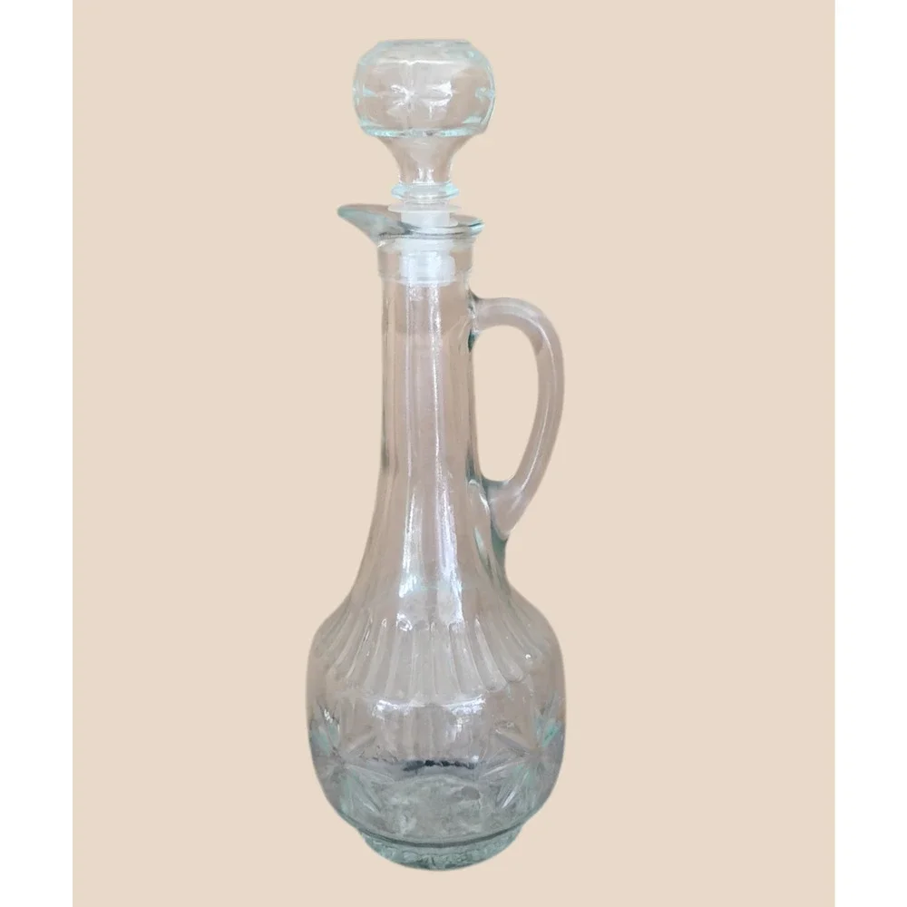 Vintage 🍸🍷🍾Clear Glass Decanter Stopper Whiskey Wine Carafe Starburst 12